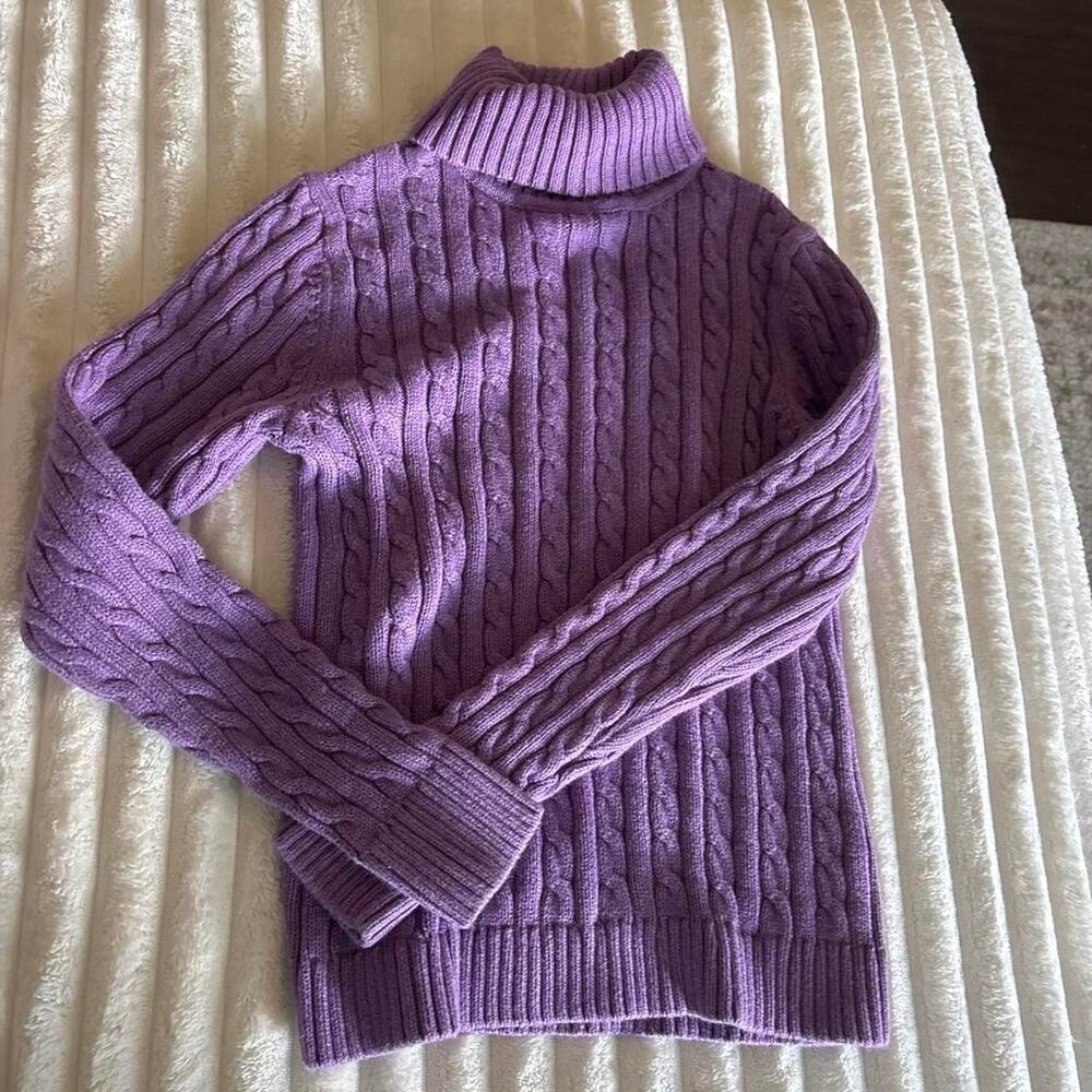 Purple llbean cable knit